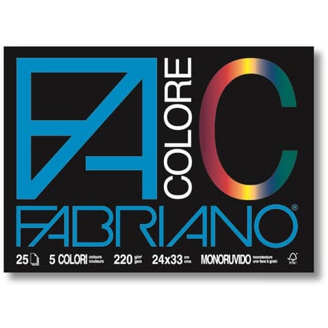Album FaColore - 33 x 48 cm - 25 fogli - 220 gr - 5 colori - Fabriano