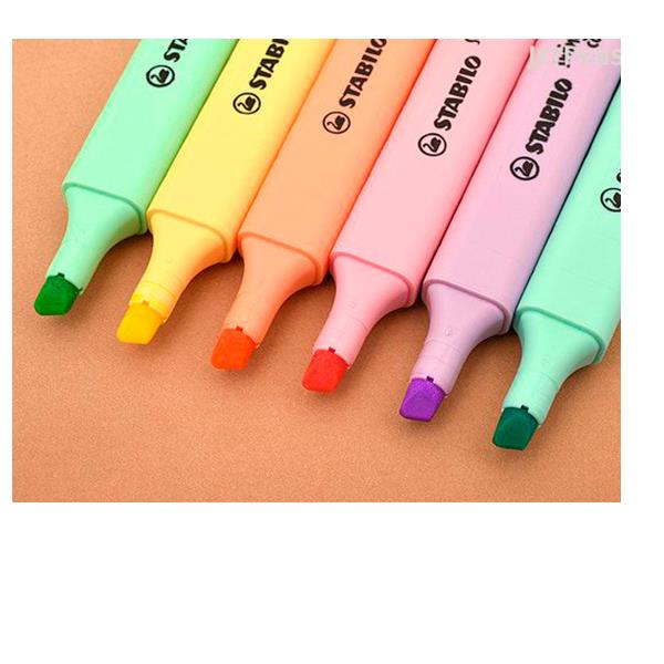 Evidenziatore Swing Cool Pastel - punta a scalpello - tratto 1 - 4 mm - colori assortiti - Stabilo - astuccio 6 pezzi
