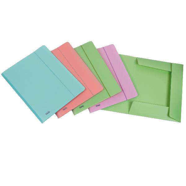 Cartella 3 lembi con elastico Pastel - 24 x 33cm - dorso 1 cm - PP - colori assortiti - Favorit