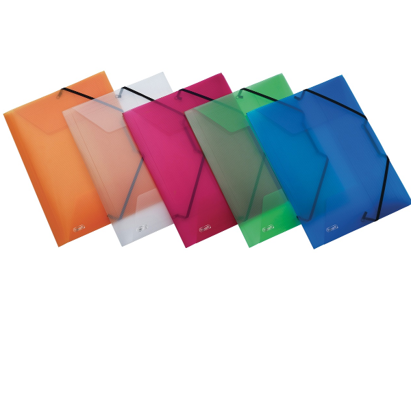 Cartella 3 lembi con elastico angolare Lumina - 22 x 30cm - dorso variabile - PP - colori assortiti - Favorit