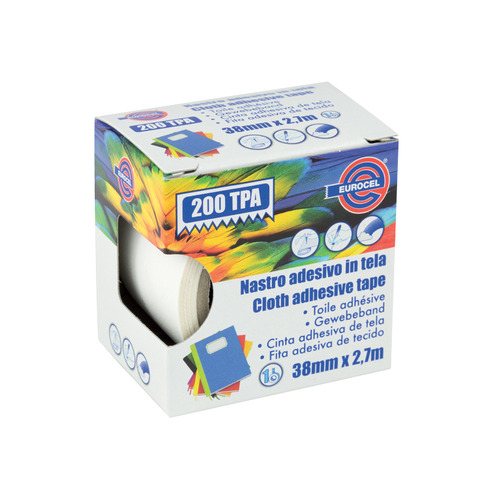 Nastro adesivo telato TPA 200 - 38 mm x 2,7 m - tela plastificata - bianco - Eurocel