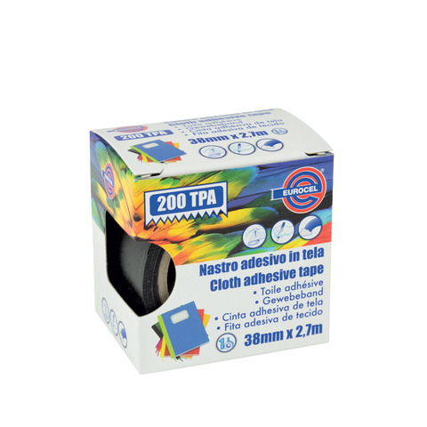 Nastro adesivo telato TPA 200 - 38 mm x 2,7 m - tela plastificata - nero - Eurocel