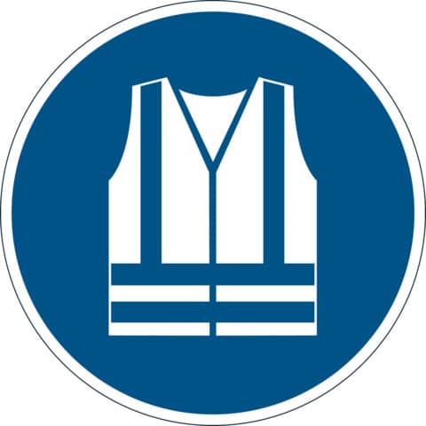 Pittogramma adesivo - da terra - "Gilet di sicurezza obbligatorio" - diametro 43 cm - Durable