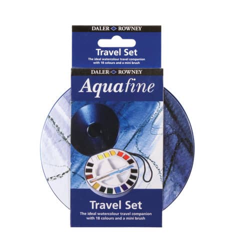 Acquerelli Aquafine Godet - colori assortiti - Daler Rowney - scatola in metallo 18 acquerelli + pennello + 2 tavolozze