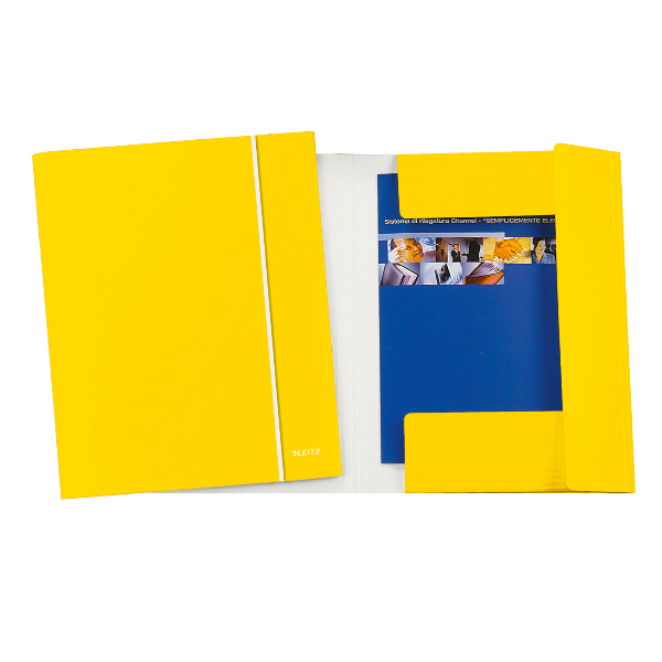 Cartella 3 lembi con elastico WOW - 25 x 35 cm - dorso variabile - cartoncino plastificato - giallo - Leitz