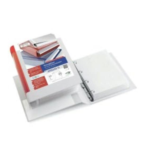 Raccoglitore personalizzabile Stelvio TI - 22 x 30 cm - 4 anelli a Q 100 mm - dorso 13 cm - bianco - Sei Rota