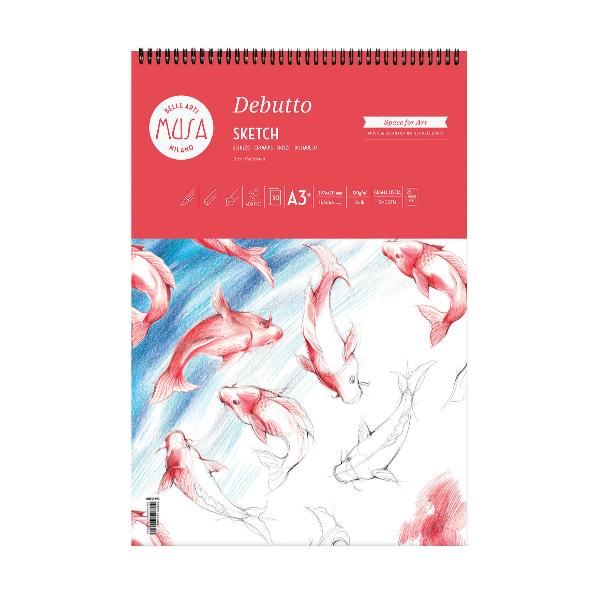 Blocco schizzi Debutto - A4 - 120 gr - 70 fogli - bianco - MUSA
