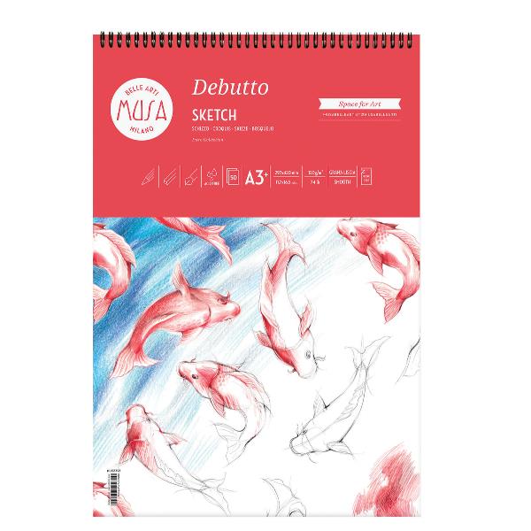 Blocco schizzi Debutto - A3+ - 29,7 x 42 cm - 120gr - 50 fogli - Musa