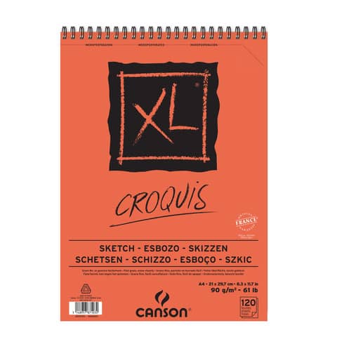 Album XL Croquis - A4 - 90 gr - 120 fg - bianco - Canson