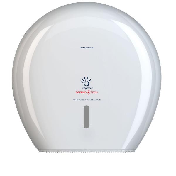 Dispenser carta igienica Defend Tech rotolo Maxi Jumbo 34,5 x 34,5 x 14 cm - rotolo diametro 29 cm - bianco - Papernet