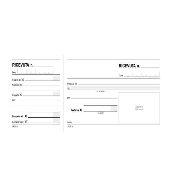 Blocco ricevute generiche madre figlia - 100 pagine - 10 x 21,5 cm - DU160100000 - Data Ufficio