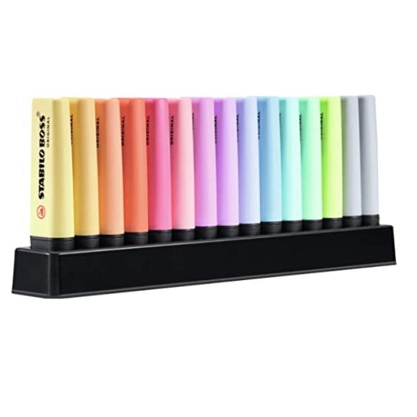 STABILO BOSS ORIGINAL - Evidenziatore - colori assortiti - inchiostro base acqua - 2-5 mm (pacchetto di 15)