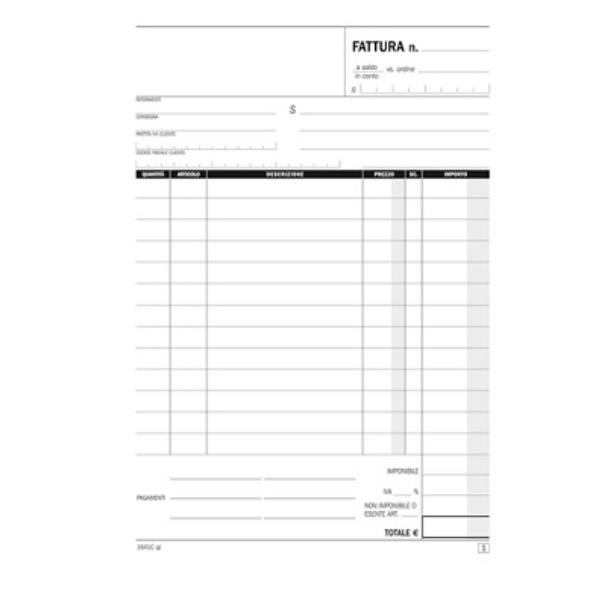 Blocco fatture ad 1 aliquota - 50/2 autoricalcante - 14,8 x 21 cm - DU1641C0000 - Data Ufficio