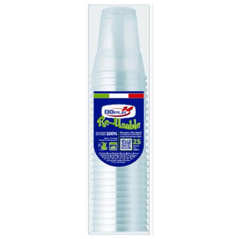 Bicchieri Diamant - riutilizzabili - polistirene - 250 ml - Dopla - conf. 25 pezzi
