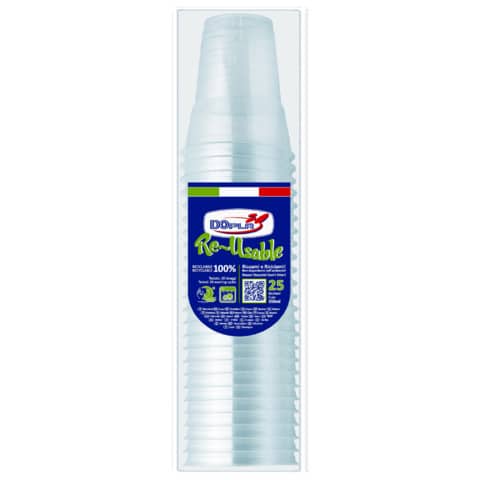 Bicchieri Diamant - riutilizzabili - polistirene - 350 ml - Dopla - conf. 25 pezzi