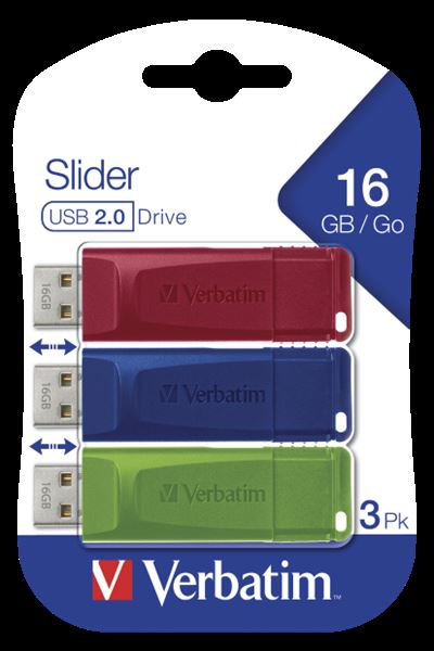 Verbatim - USB Pen Drive 3.0 Store’N’Click 3X16GB R/B/Y - conf. 3 pezzi - 49306