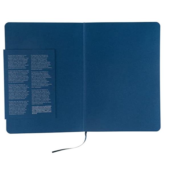 Taccuino Ecoqua Plus - con elastico - rilegatura cucita - A5 - 5 mm - 80 fogli - blu scuro - Fabriano