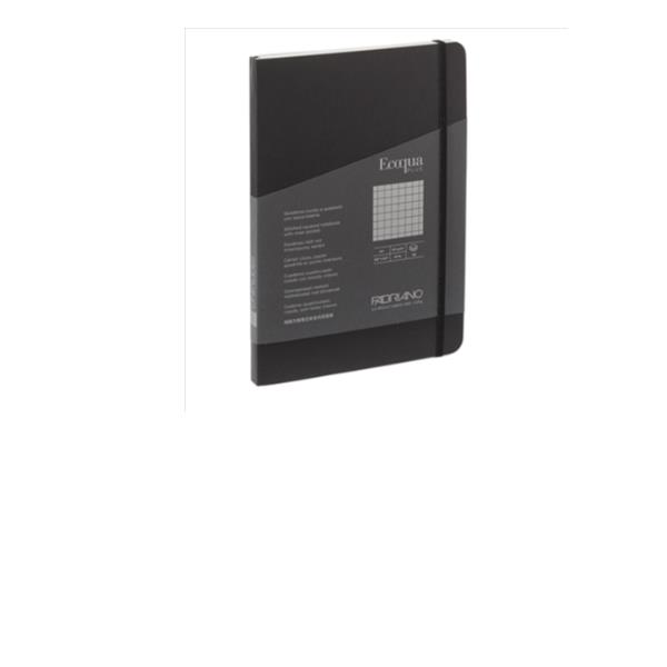 Taccuino Ecoqua Plus - con elastico - rilegatura cucita - A5 - 5 mm - 80 fogli - righe -  nero - Fabriano