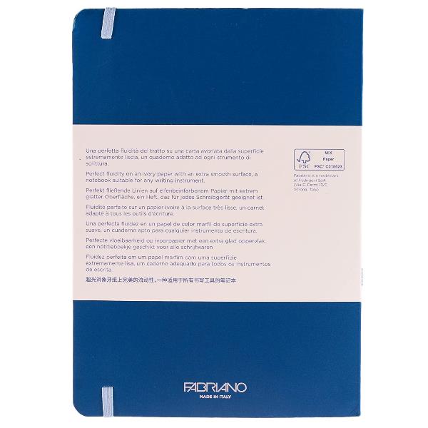 Taccuino Ispira - con elastico - copertina flessibile - A5 - 96 fogli - righe - blu royal - Fabriano