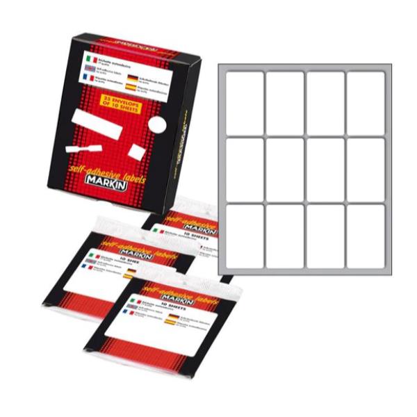 Etichette adesive - in carta - permanenti - 46 x 27 mm - 12 et/fg - 10 fogli - bianco - Markin