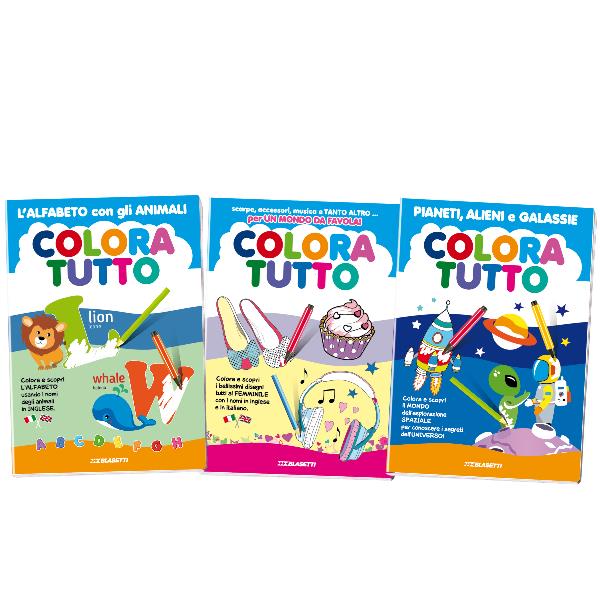 Album da colorare - alfabeto inglese - spazio - 24 facciate - per bambina - Blasetti - conf. 6 pezzi