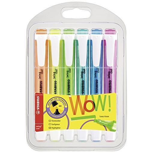 Evidenziatore Swing Cool - punta a scalpello - tratto 1 - 4 mm - Stabilo - astuccio 6 colori