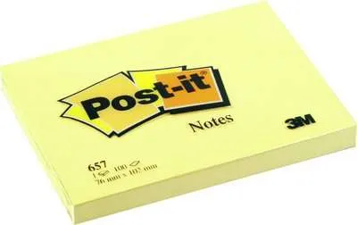 Blocco foglietti - 657 - 76 x 102 mm - giallo Canary - 100 fogli - Post-it