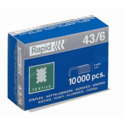 Punti Rapid Super Strong Textile - 43/8 - acciaio zincato - per tessuti - metallo - Rapid - conf. 10000 pezzi