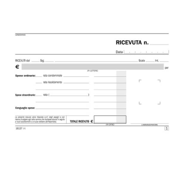 Blocco ricevute condominio - 50/50 copie autoricalcanti - 16,8 x 10 cm - DU161370000 - Data Ufficio