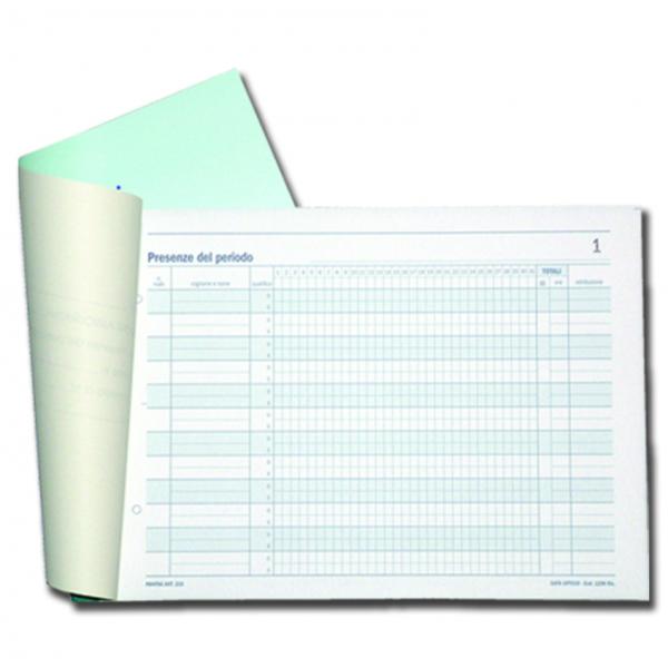 Blocco presenze mensili - 25/25 copie autoricalcanti - 14,8 x 21,5 cm - DU16731C000 - Data Ufficio