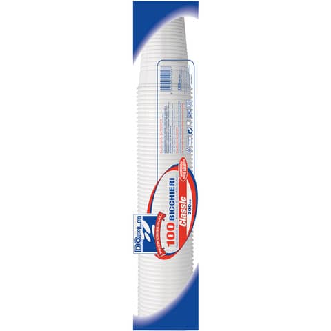 Bicchieri - monouso - 200 cc - bianco - Dopla - conf. 100 pezzi
