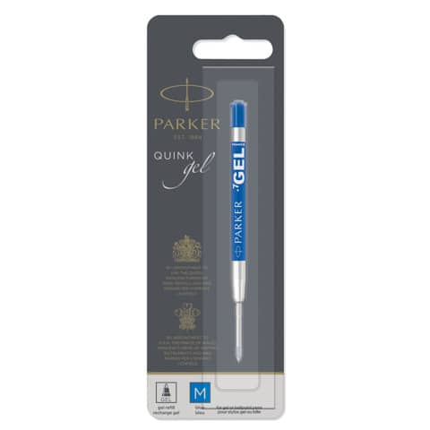 Refill sfera QuinkGel - punta media - metallo - blu - Parker