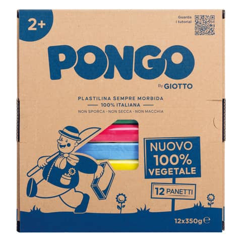 Pasta Pongo - panetto 350 gr - colori assortiti - Giotto - conf.12 pezzi