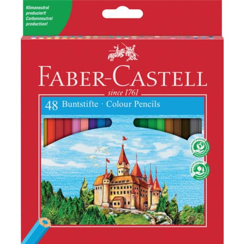 Matita colorata eco Il Castello - diametro mina 3,00 mm - colori assortiti - Faber-Castell - astuccio 48 pezzi