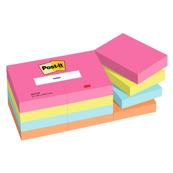 Blocco Post-it - 653-POP - 38 x 51 mm - 100 fogli - colori Popmistic - Post-it - conf. 12 pezzi