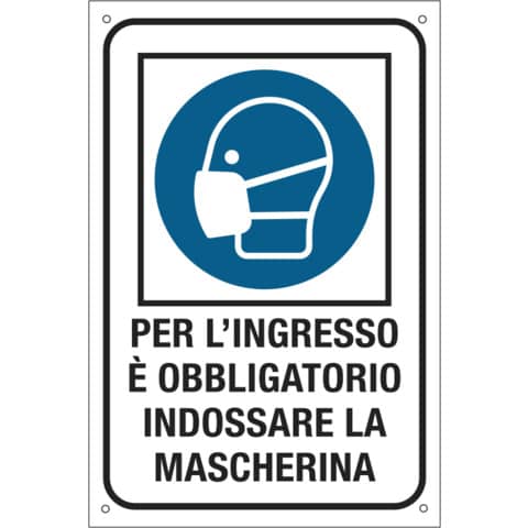 Etichetta per vetrofanie - ''Obbligo uso mascherina'' - 12x18 cm - Cartelli Segnalatori