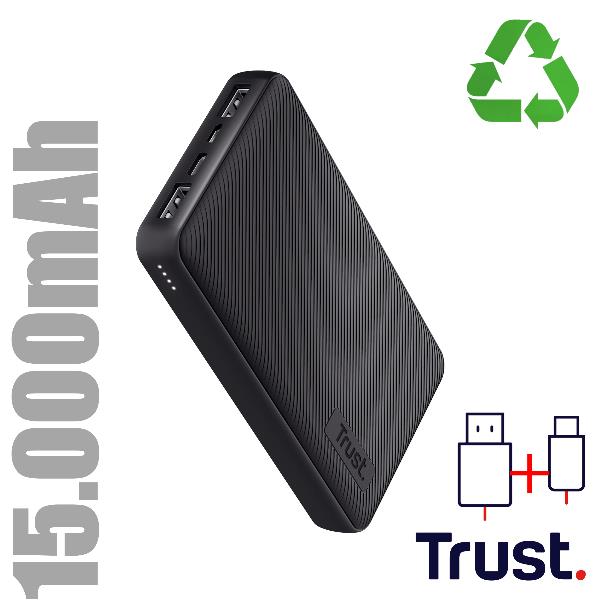 Powerbank Primo - compatto - da 15.000 mAh - nero - Trust