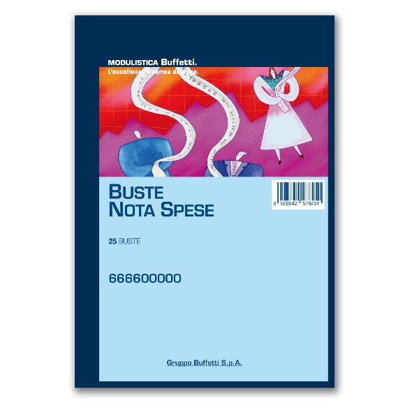 Blocco buste nota spese - staccabili - 23 x 16 cm - Data Ufficio - conf. 25 buste