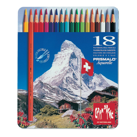 Matite colorate Prismalo Aquarelle - mina fine 2,95mm - Caran D'ache - scatola 18 pastelli colorati