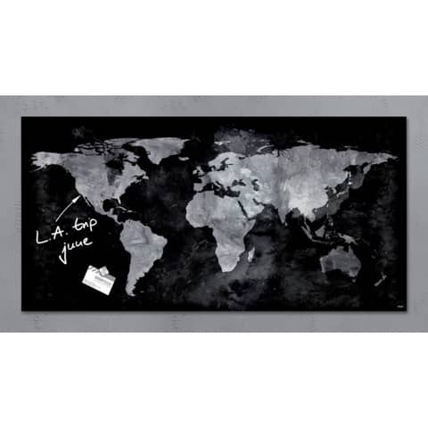 Lavagna magnetica in vetro artverum - 46x91 cm - texture world map - Sigel