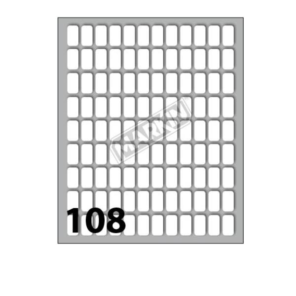 Etichette adesive - in carta - permanenti - 14 x 8 mm - 108 et/fg - 10 fogli - bianco - Markin