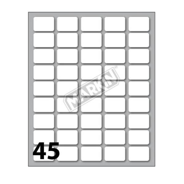 Etichette adesive - in carta - permanenti - 21 x 14 mm - 45 et/fg - 10 fogli - bianco - Markin