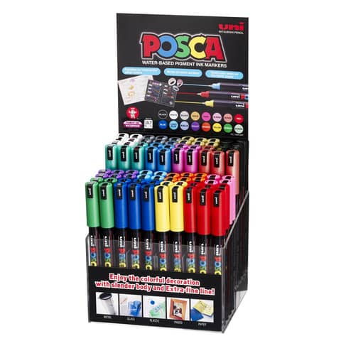 Marcatore PoscaPen PC1M - 0,7 mm - colori assortiti - Uni Mitsubishi - expo 80 pezzi