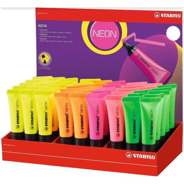 Evidenziatore Neon - colori assortiti - Stabilo - expo 45 pezzi