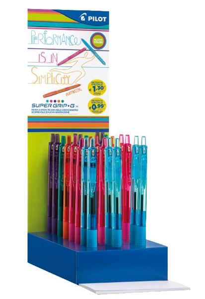 Penna Supergrip G - a scatto - tratto M - colori assortiti - Pilot - expo 48 pezzi
