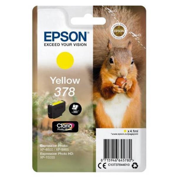 Epson 378 - 4.1 ml - giallo - originale - blister con radiofrequenza / allarme acustico - cartuccia d'inchiostro - per Expression Home XP-8605, 8606; Expression Home HD XP-15000; Expression Photo XP-8500, 8700