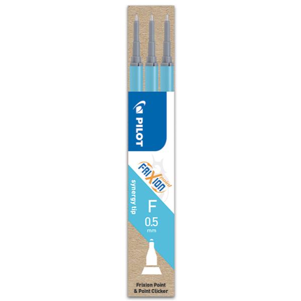 Pilot FriXion Point - Refill - non permanente - blu chiaro - inchiostro in gel sensibile al calore - 0.5 mm - fine (pacchetto di 3)