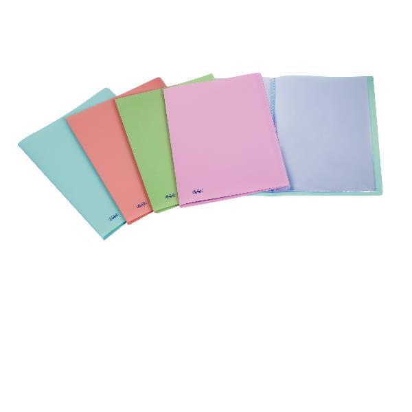 Favorit - Porta listini - 40 compartimenti - per 220 x 300 mm - pesca pastello, smeraldo pastello, pastello celeste, pastello rosa cipria, glicine pastello (pacchetto di 15)