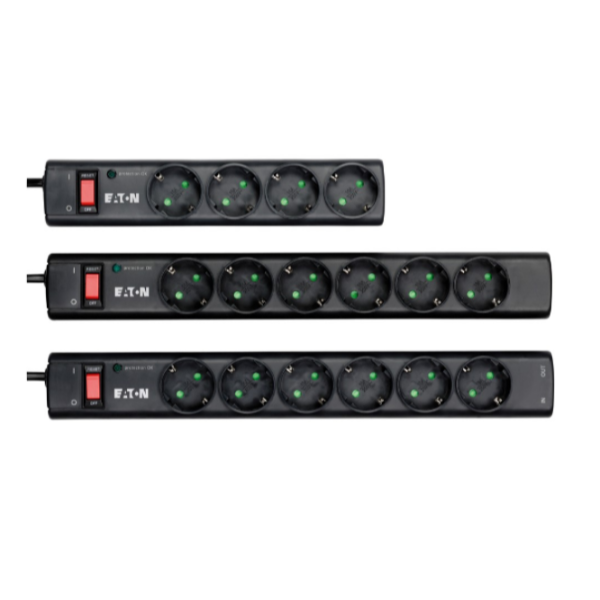 Eaton Protection Strip PS4D - Protezione picchi - corrente alternata 220-250 V - 2500 Watt - connettori di uscita 4 - nero