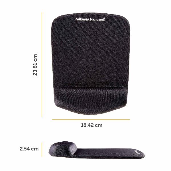 Fellowes PlushTouch - Tappetino per mouse con poggiapolso - nero